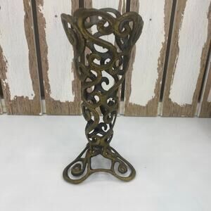 Vintage Brass Vase Gatco solid brass  Brass Ornate 10” Tall Home Decor